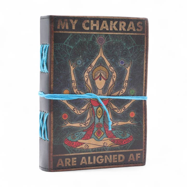 Leather Notebook (18x13 cm) - My Chakras are Aligned AF for wholesale by Ancient Wisdom