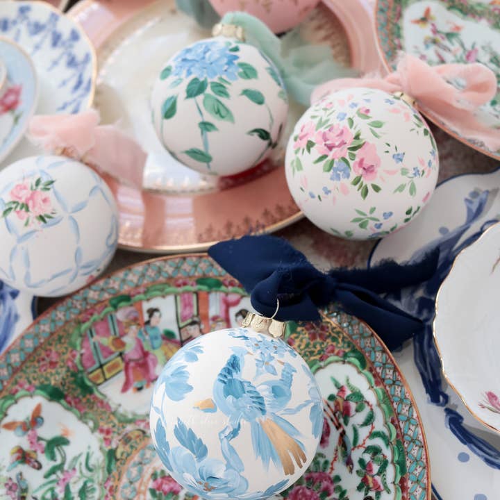 Elizabeth Alice Studio - Wholesale Ornament - Peacock and peony hand-painted ornament1