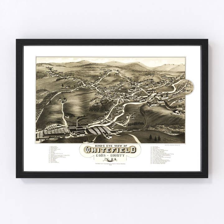 Vintage Map of Whitefield, New Hampshire 1883 for wholesale by Ted's Vintage Art