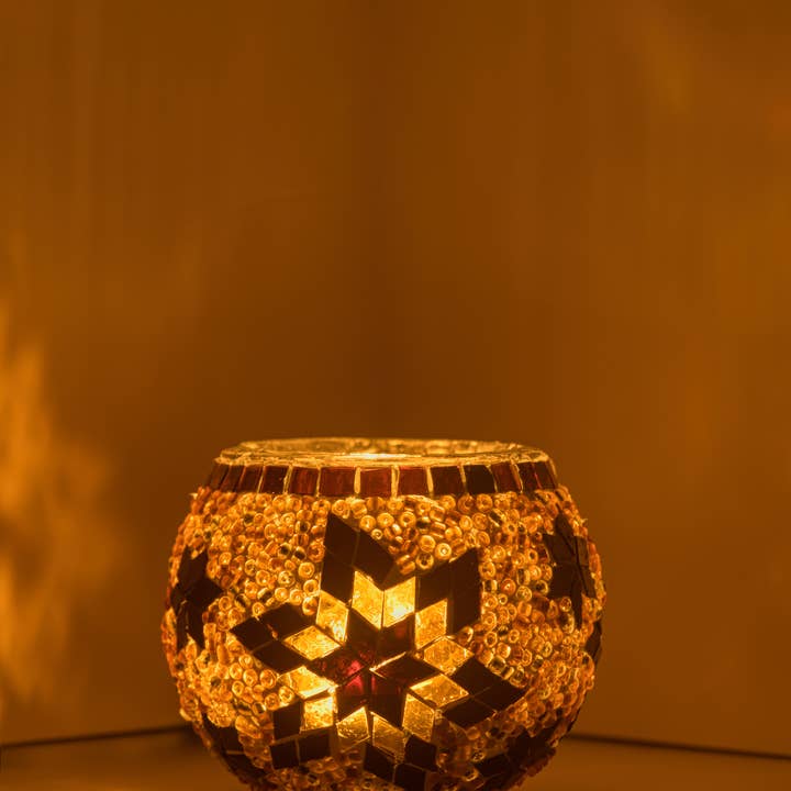 KAFTHAN - Wholesale Candle Holder - Large Mosaic Glass Candle Holders | Christmas Holiday Decor17