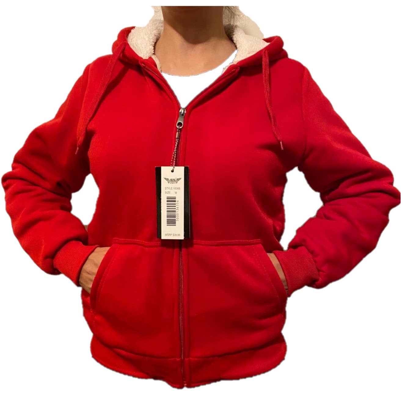 1826 - Vente Sweat à capuche – femme - Sweats à capuche en polaire avec doublure en sherpa blanc pour junior et grande taille7