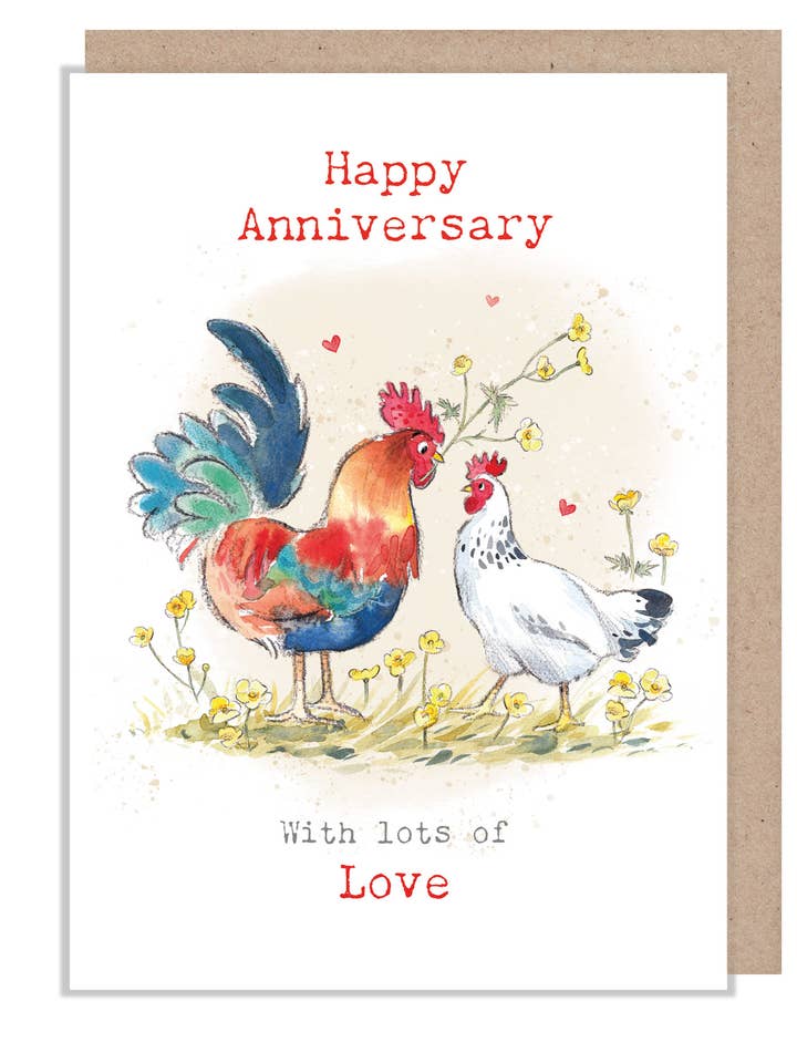 Carte d'anniversaire - Coq et Poule - BF018 pour la vente par Paper Shed Design Ltd
