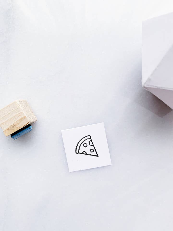 Pizza Rubber Stamp • Small Pizza Stamp for Journals for wholesale by Papergram