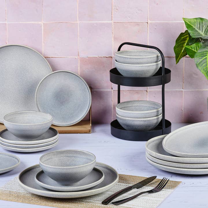 Björn - Vente Service à vaisselle - Service Les Essentiels STONE - 18 pièces - Gris lune1