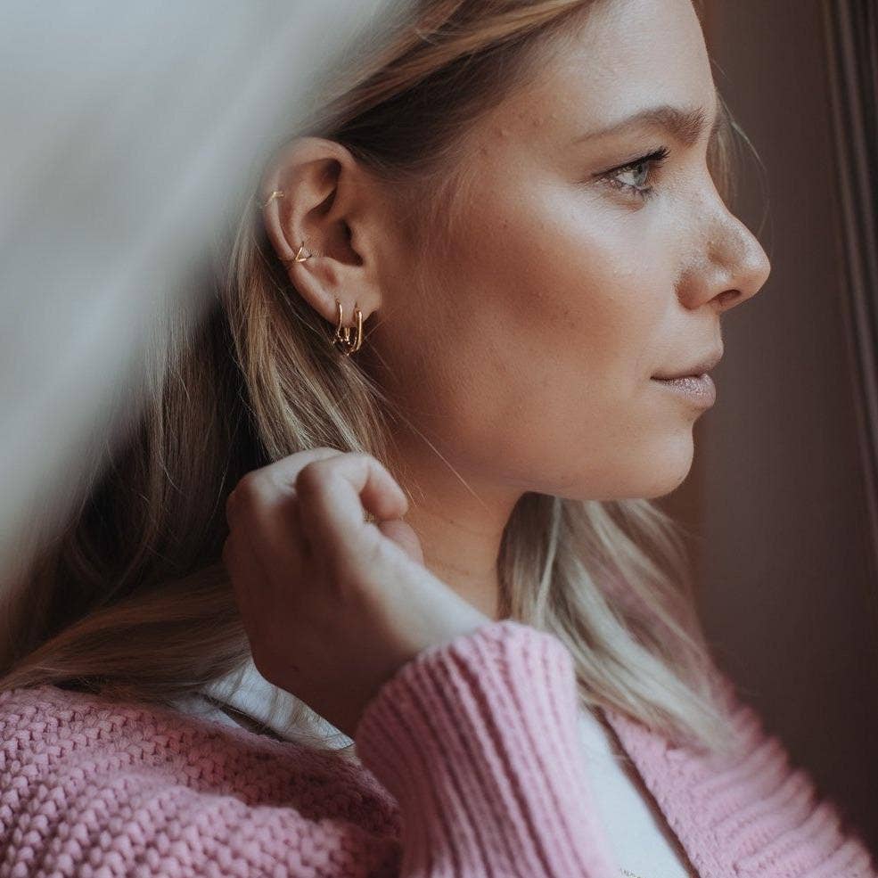 Love Local Jewelry - Vente Créoles - Créoles Brooklyn 1,1 cm en argent 925 avec plaquage or 18k ou argent 9993