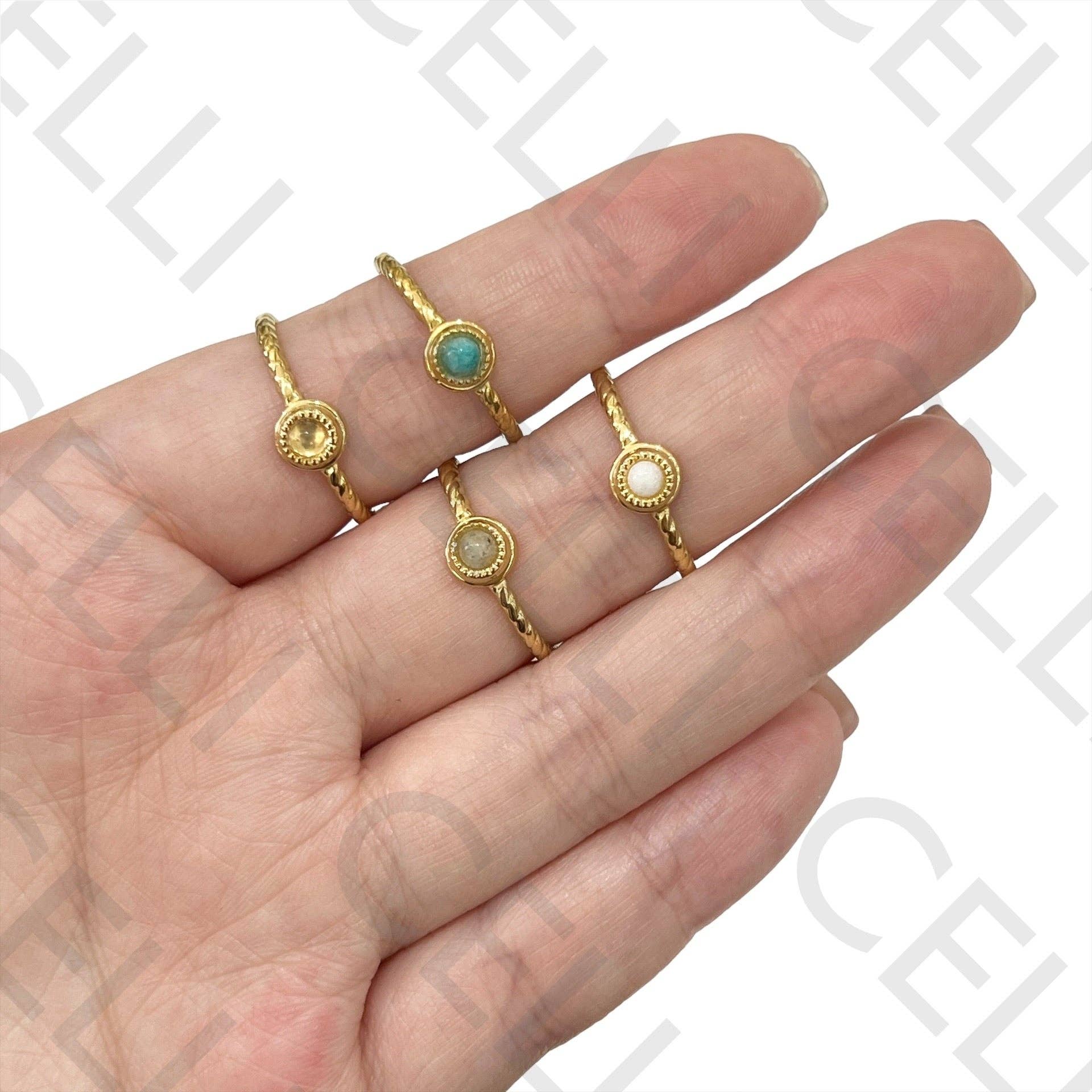 Celli Biju - Wholesale Band/Stacked Ring - Steel Ring - with natural stone3