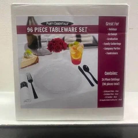 Conjunto de utensílios de mesa transparentes de 96 peças (24 configurações de lugar) por atacado de Party Expo, LLC
