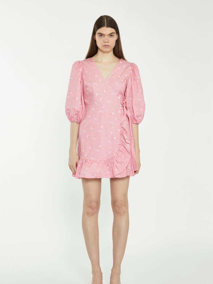 Rufsar Wrap Mini klänning med Puffärm för wholesale av Glamorous (EU)