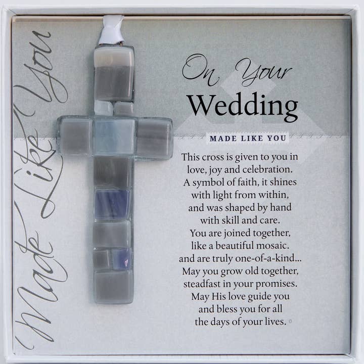 Wedding Day Gift  USA Handmade Mosaic Glass Cross 4493 for wholesale by The Grandparent Gift Co. Inc.