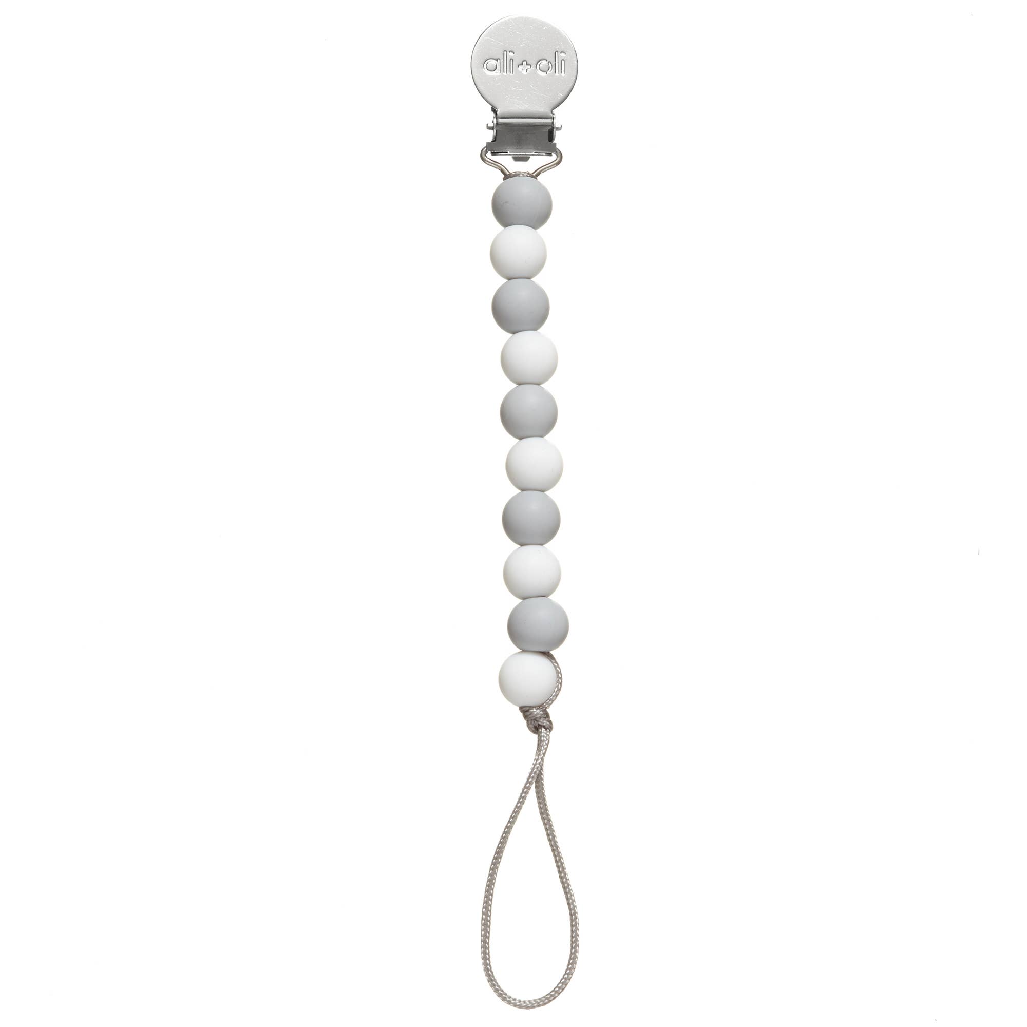Ali+Oli - Wholesale Pacifier Clip - Baby - Ali+Oli Silicone Pacifier Clip (Grey-White)0