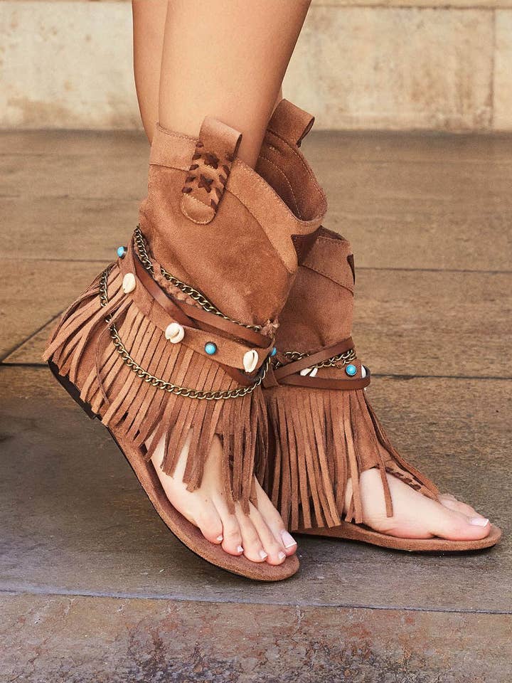 SWEET MAGIC MODA Y COMPLEMENTOS - Wholesale Sandals - Women's - BOHO CHIC SUEDE-STYLE SANDAL FAUX LEATHER0