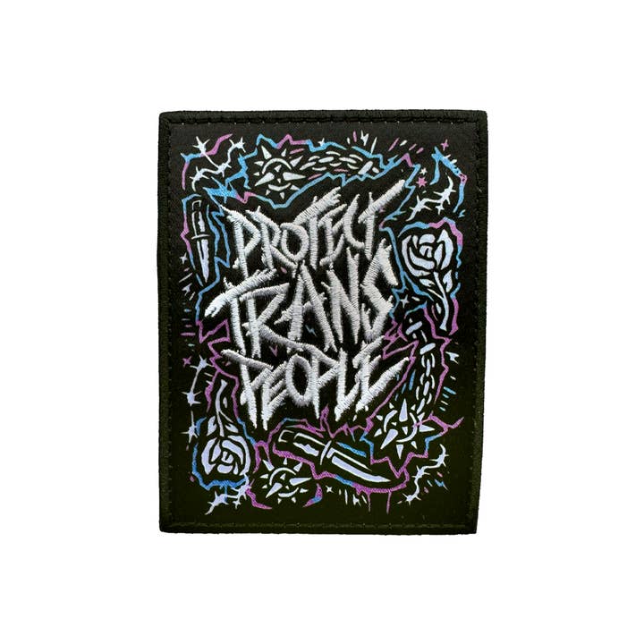 Protect Trans People Patch for wholesale by Transfigure Print Co.