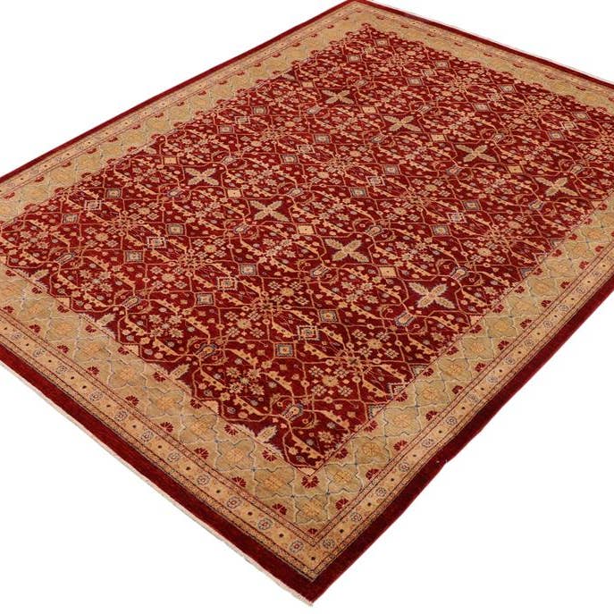 Tapis en laine Ziegler Latina rouge/vert clair éclectique - 9'1'' x 11'10'' pour la vente par Arshs Fine Rugs