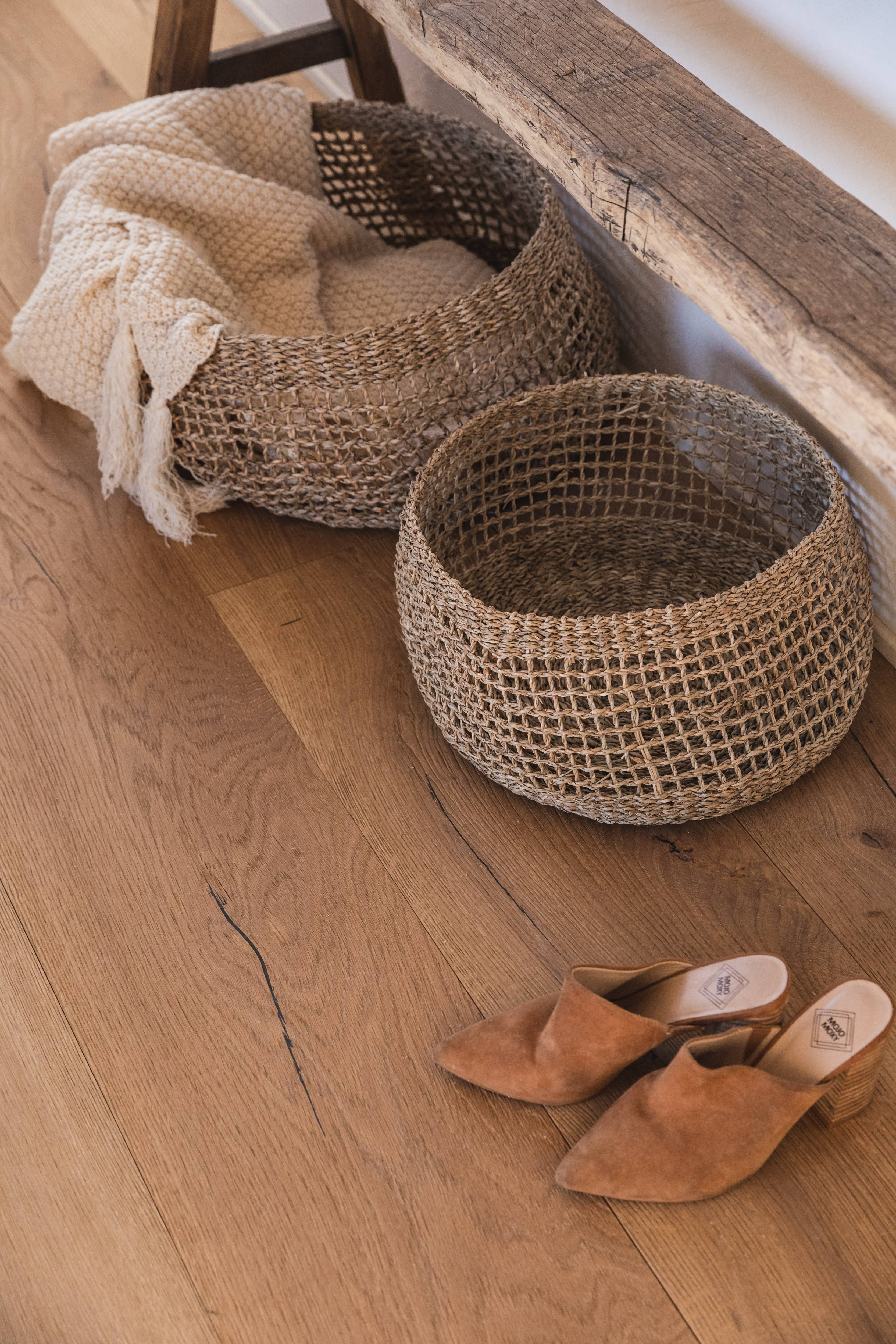 SUNNY HOME - Vente Paniers - Panier de rangement rond en herbe marine – Siwa Rond Petit2