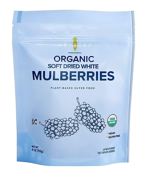 NuEats - Wholesale Dried/Dehydrated Fruit - Amphora, Organic Soft Dried Fruit, WHITE MULBERRIES, 6/4oz0
