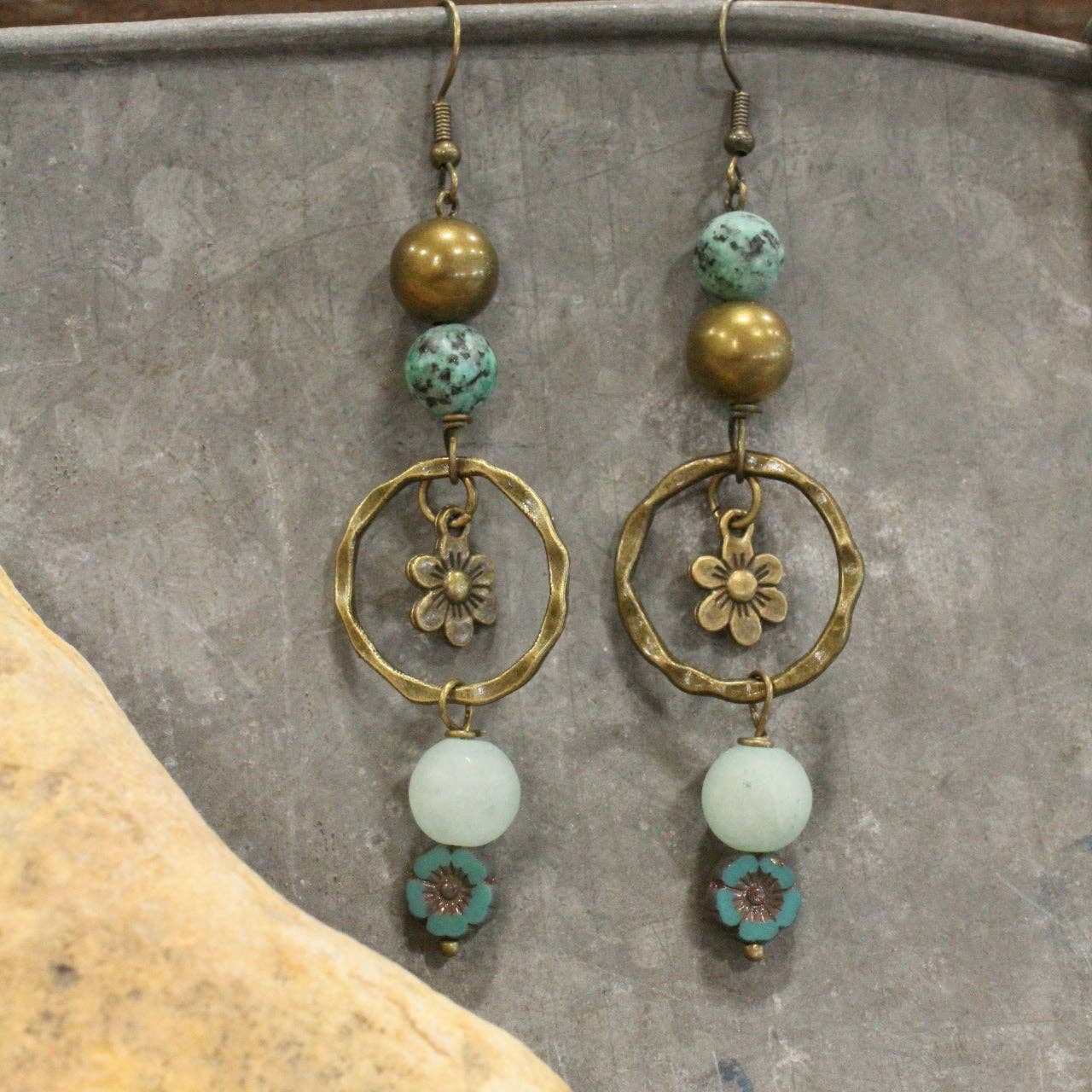 The Primitive Peddler, Inc. - Wholesale Dangle Earrings - Filigree Bronze & Czech Glass Dangle Earrings2