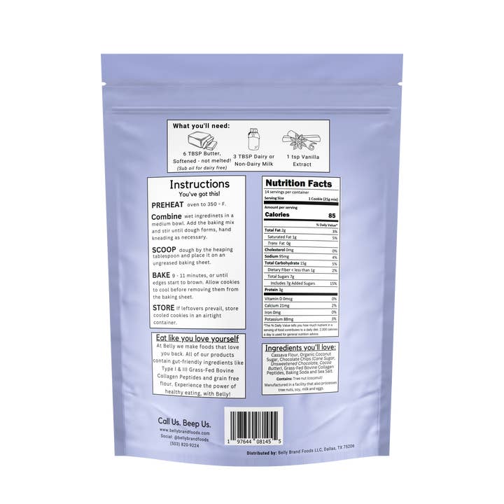 Belly - Wholesale Cookie Mix - Chocolate Chip Cookie Mix - GF - Enhanced with Collagen!3