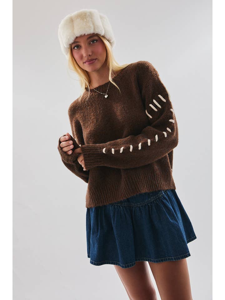 LE LIS - Wholesale Knit Sweater - Women's - STITCH DETAIL SWEATER TOP29