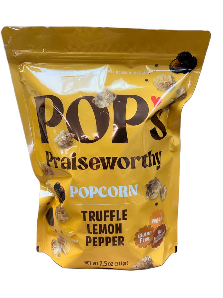 Pop's Praiseworthy Popcorn - Truffle Lemon-Pepper 7.5 oz for wholesale by Pop's Praiseworthy Popcorn