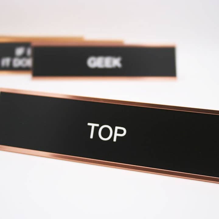 Top Desk Name Plate for wholesale by Philadelphia Laser & Industrial Design