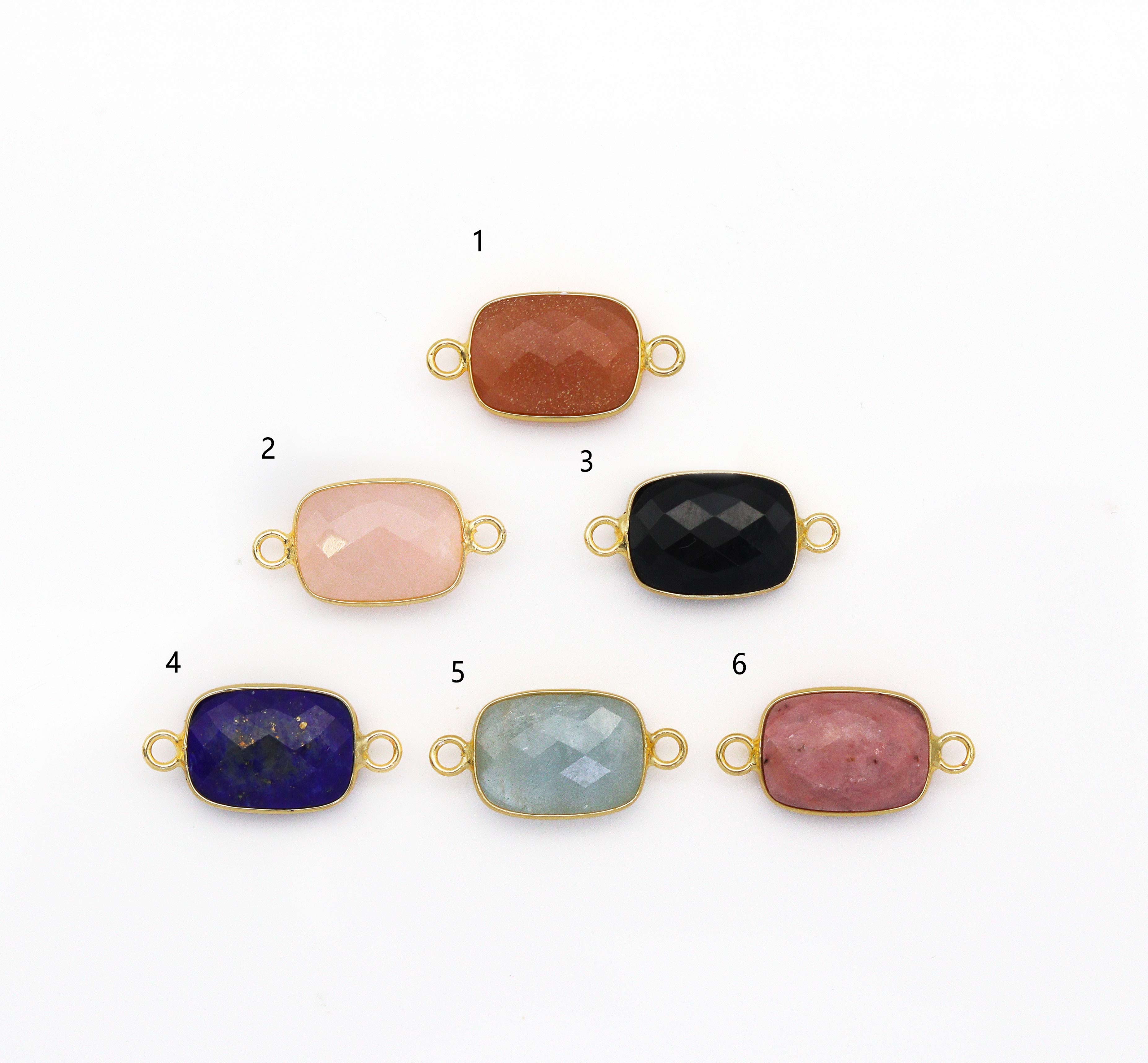 BestBeads&Beyond - Vendita all'ingrosso Ciondolo/pendente - Charm con pietre preziose rettangolari in oro, SKU #LY22