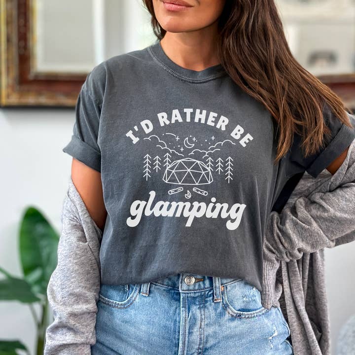 Funny Glamping Shirt for Outdoor Camping Enthusiasts for wholesale by Stiles Tee Co.