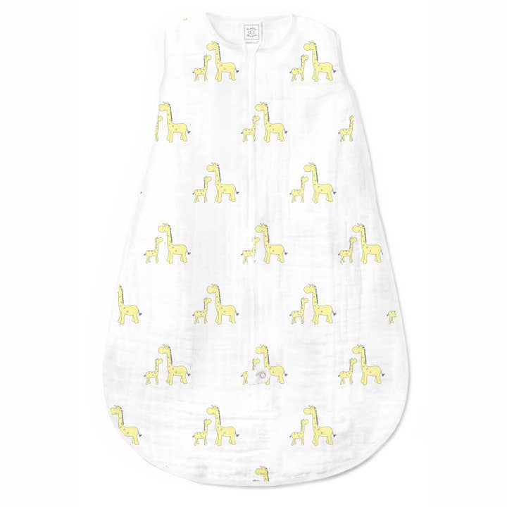 SwaddleDesigns - Wholesale Sleepsack - Baby - Muslin zzZipMe Sack, 2-Way Zip, Mama & Baby Giraffe, Yellow