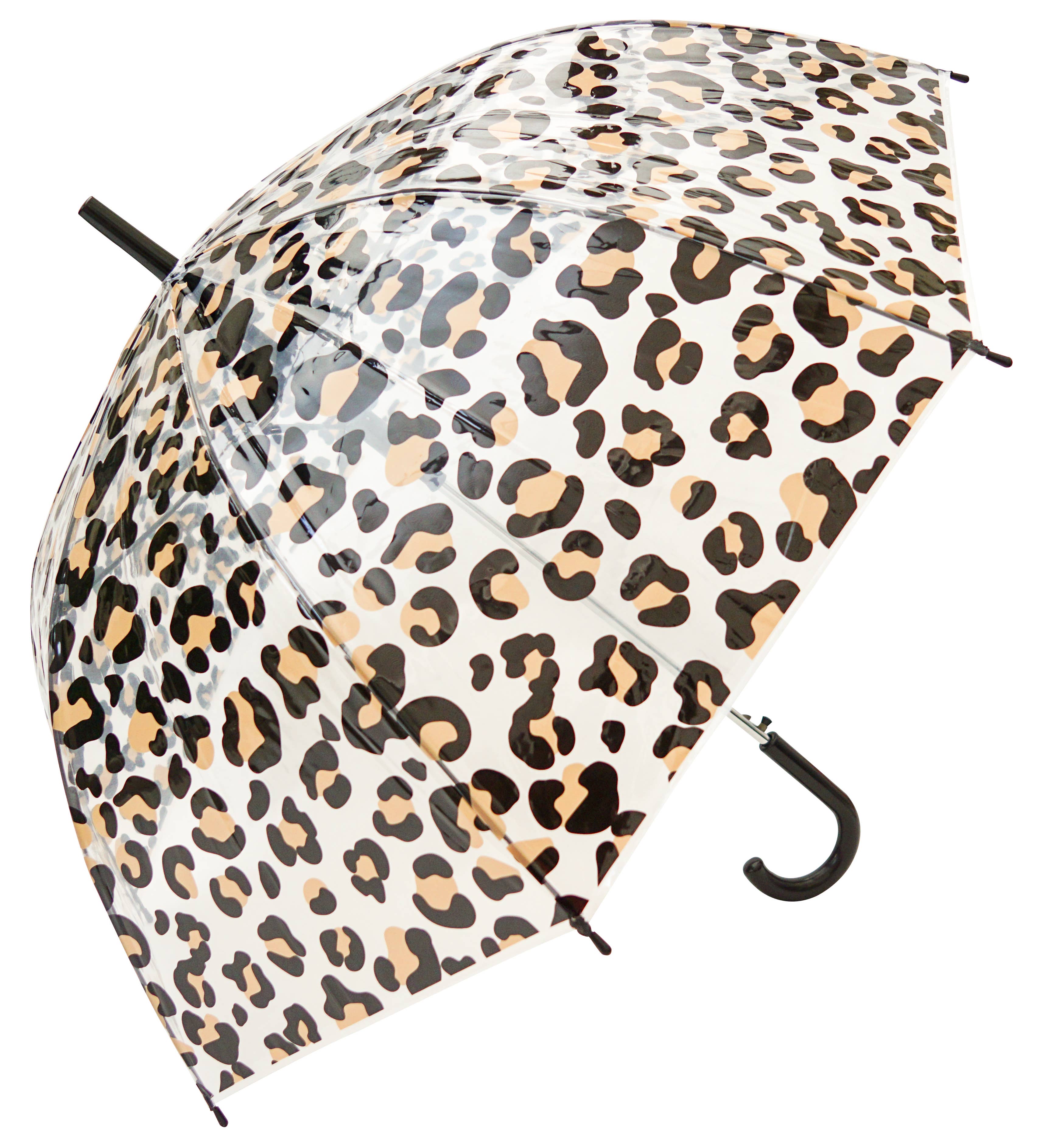 Black Brown Leopard Print Transparent Umbrella for wholesale on Faire0