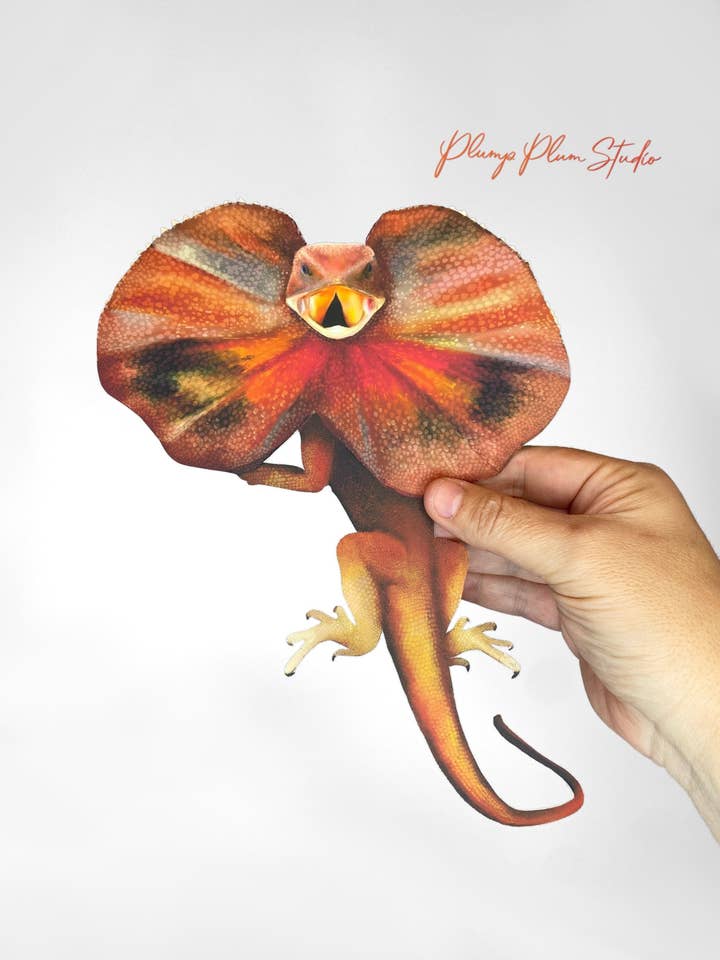 Calcomanía de lagarto con cuello con volantes, pegatina de reptil australiano, lagarto para venta al por mayor de Plump Plum Studio