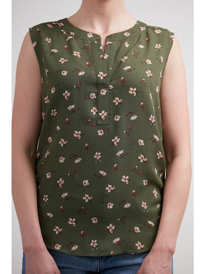 GREEN Casual V Neck Floral Blouse for wholesale on Faire1