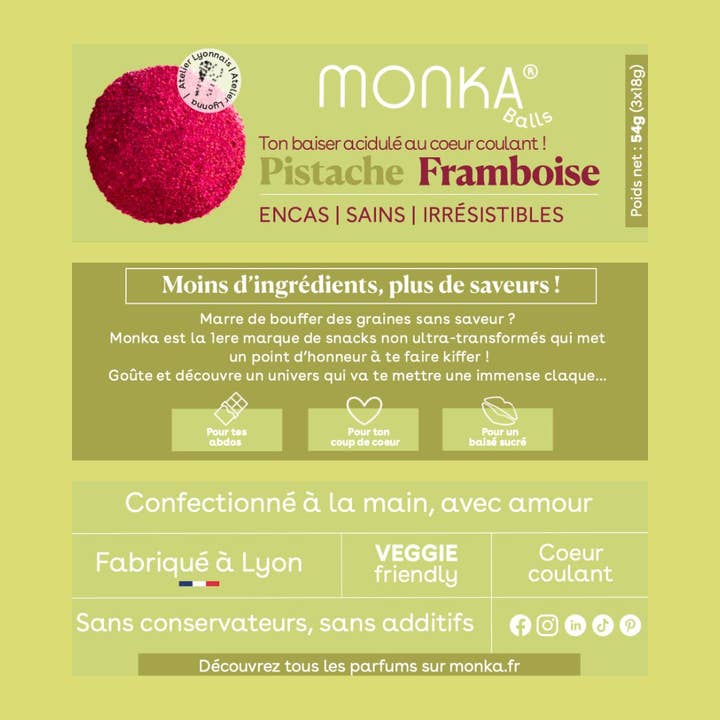 Monday Box - Wholesale Chocolate Box - Monka Balls - Raspberry Pistachio x12 boxes