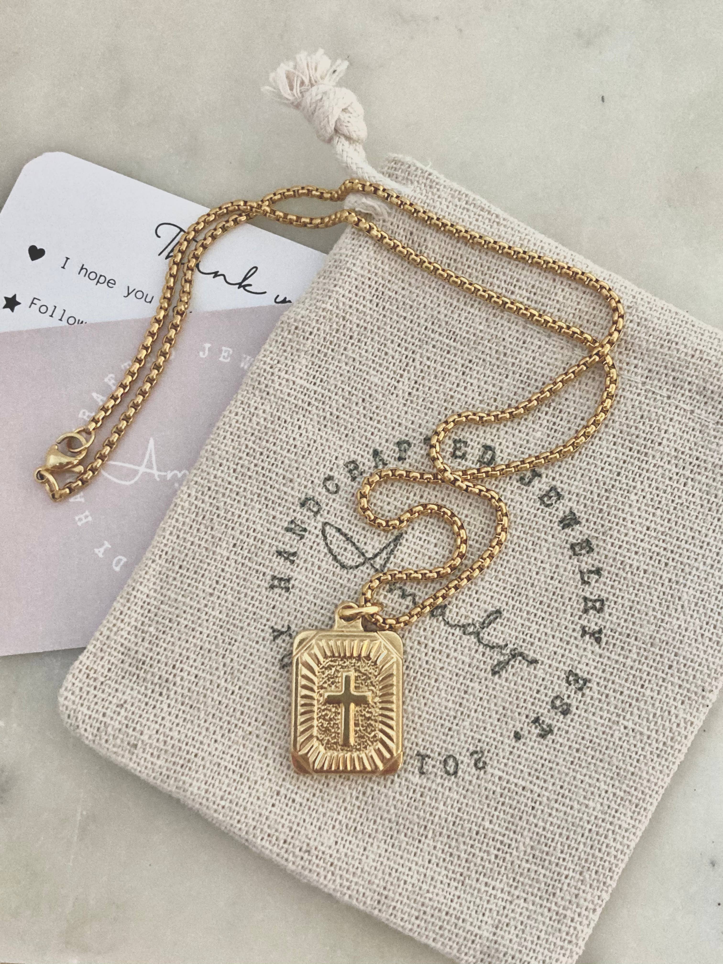 Amady Jewelry - Vendita all'ingrosso Collana con ciondolo/pendaglio - Collana con ciondolo medaglione a croce placcato oro 18k2