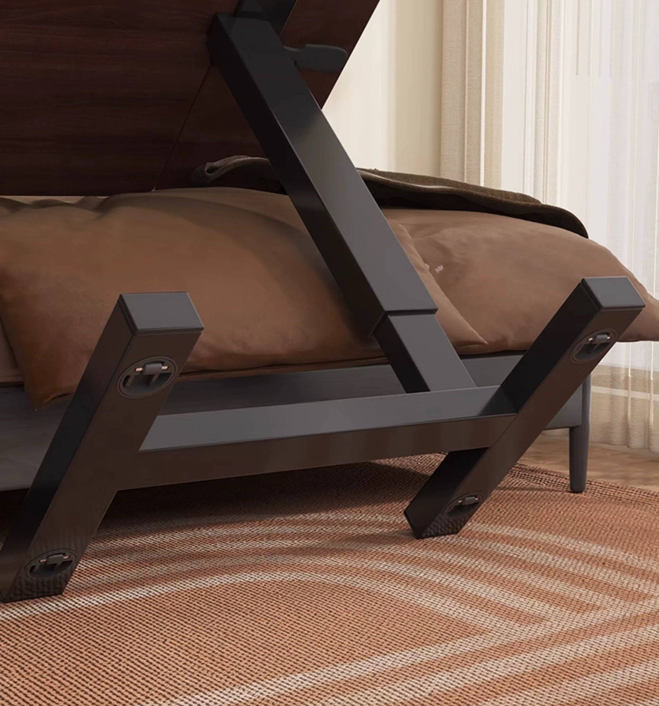 39F Inc. - Wholesale Side Table - Adjustable Overbed Laptop Table with Wheels Walnut Finish8