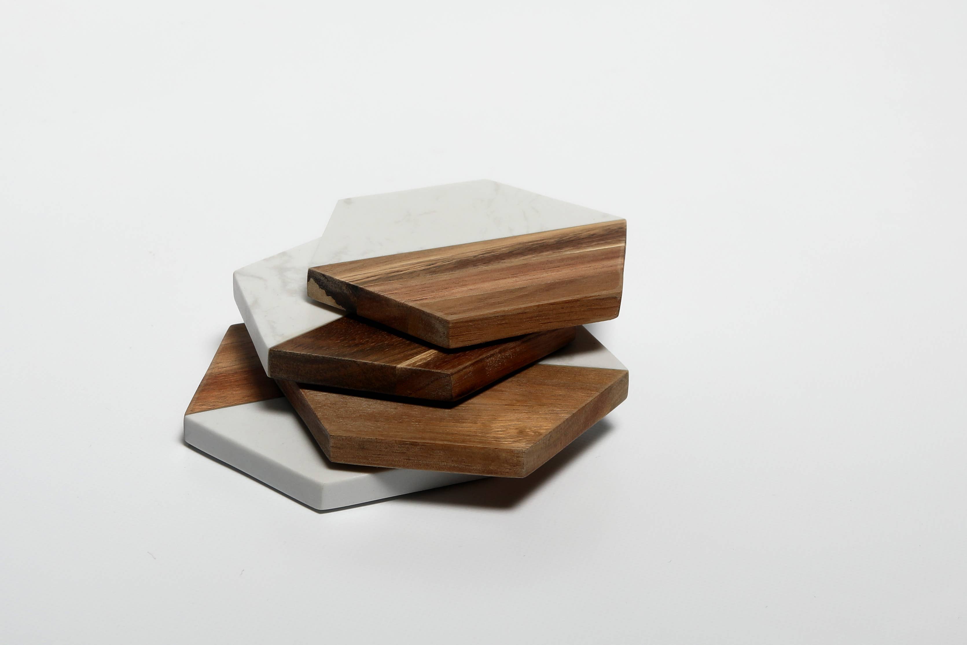Express Lite T/A PenPant - Wholesale Coasters - Marble and Acacia Wood Drinks Hexagonal Coasters Set of 4