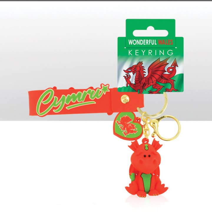 Wales Dragon Rubber 3D Charm Keyring for wholesale by MANAV