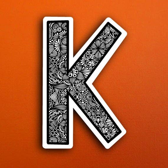 Zenspire Designs - Wholesale Sticker - Small Block Letter K (WATERPROOF)0