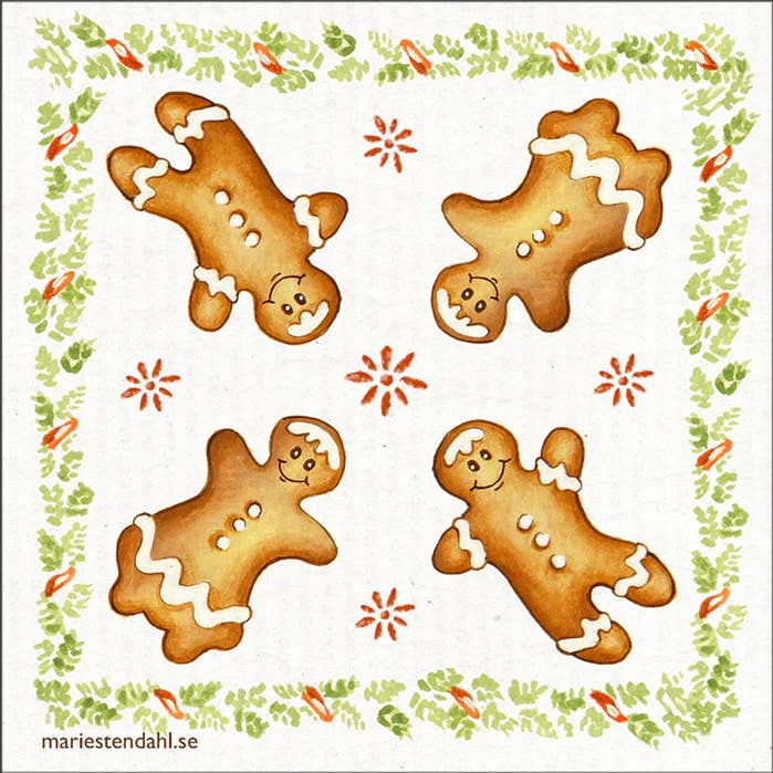 Swedish Dishcloth - Holiday Gingerbread Cookies / Christmas for wholesale by Scandinavian Specialties