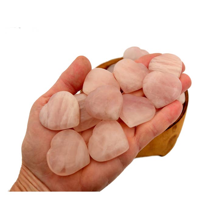 10 Pcs Lot of Pink Quartz Heart Crystal (30mm - 35mm) for wholesale by Kaia & Crystals