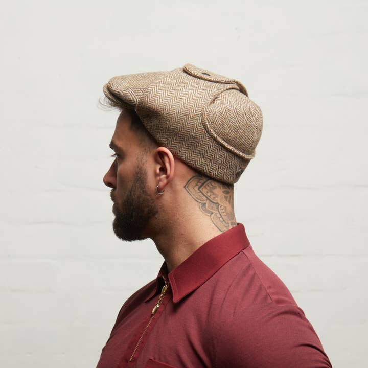 Gorra Plana Italiana de Tweed LOGAN con Orejeras - Brezo para venta al por mayor de Dasmarca Hats