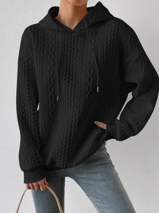 Women'S Casual Jacquard Crewneck Solid Color Sweatshirt for wholesale by Rosa Clothing