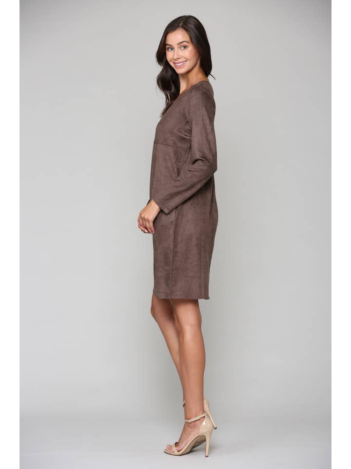 Joh Apparel – Vestido - Mulher por atacado – Vestido Aurora Stretch Camurça com Decote em V SEM Bolsos33