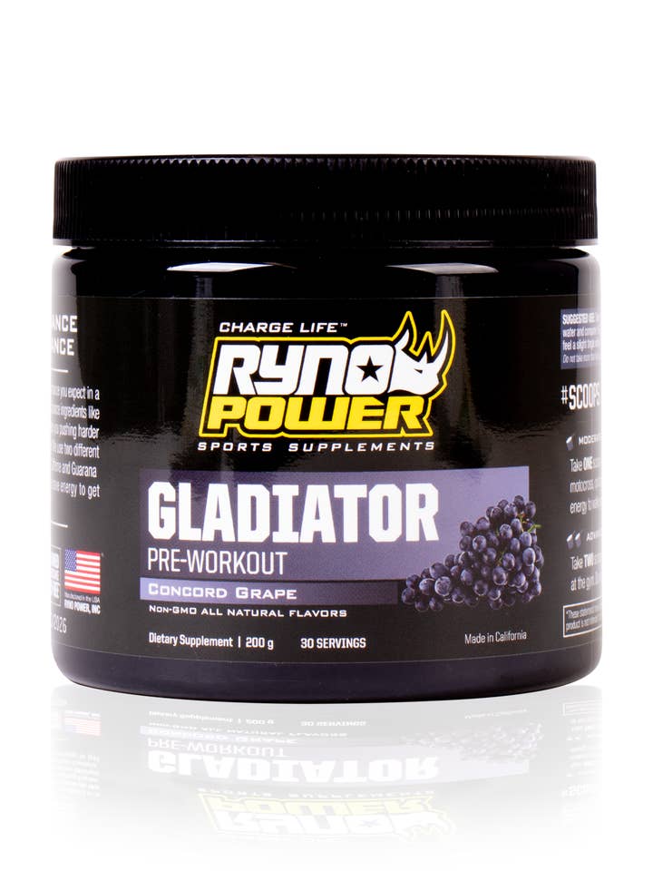Mistura para Bebida Pré-Treino GLADIATOR Uva Concord. por atacado de Ryno Power Inc.