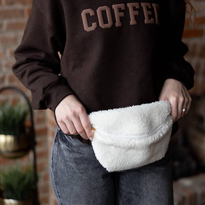 MELODY FAYE - Wholesale Belt Bag - Women's - Sherpa Fleece Waist Belt Bag Plush Women’s Crossbody