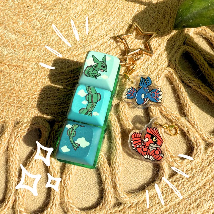 Green Dragon Triple Keycap Fidget for wholesale by Biscuitfloof Studios