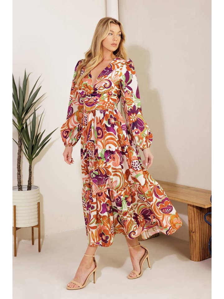 IVORY RUST A printed woven midi dress - ID21433 for wholesale on Faire2