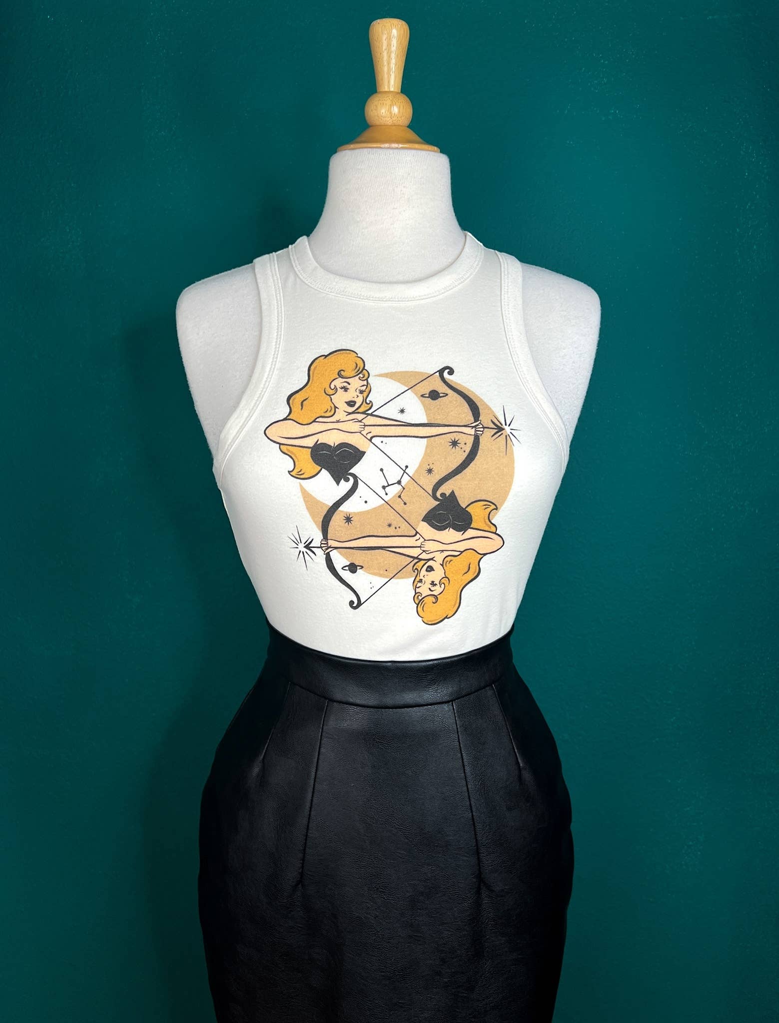 Mischief Made – wholesale Tank top – Women′s – Cosmic Archer Rib Racer Tank in Natural3