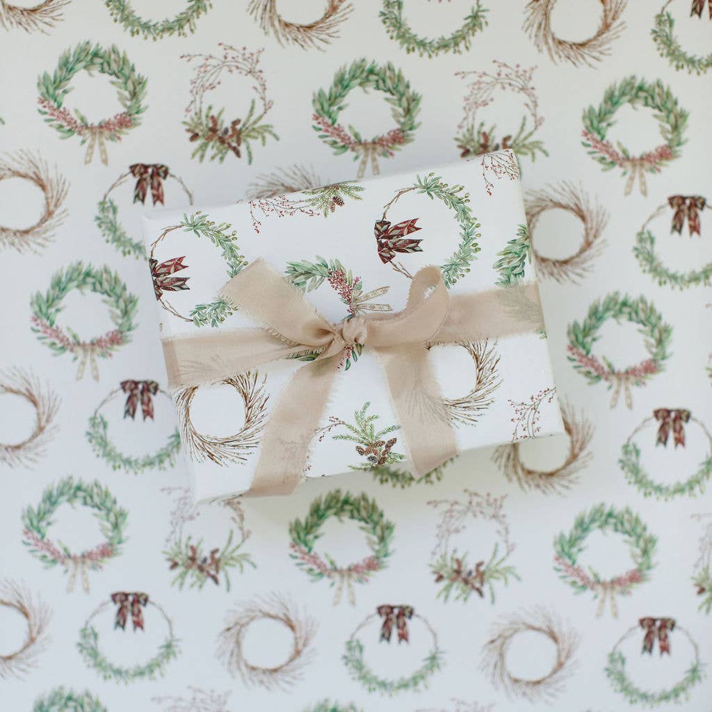 Lana's Shop - Wholesale Wrapping Paper Roll - Holiday Wreath Gift Wrap Roll1