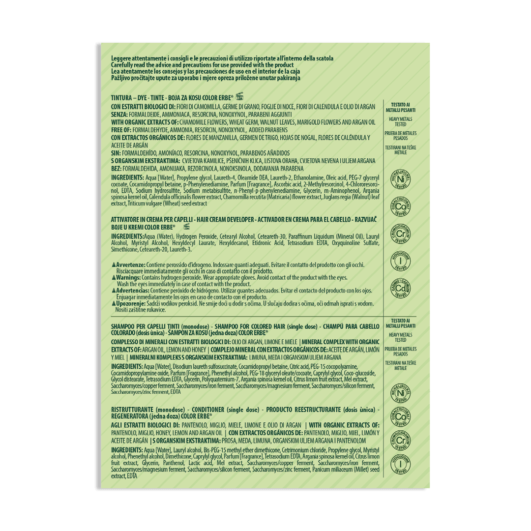 COLOR ERBE - Wholesale Hair Dye - E. Organic Herbal Color Dye Golden Brown (4.3) - Made in Italy2