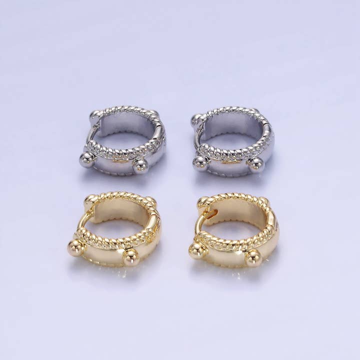 Aim Eternal - Wholesale Huggie Earrings - 14K Gold Filled 11mm Bubble Bead Croissant Cartilage Earring