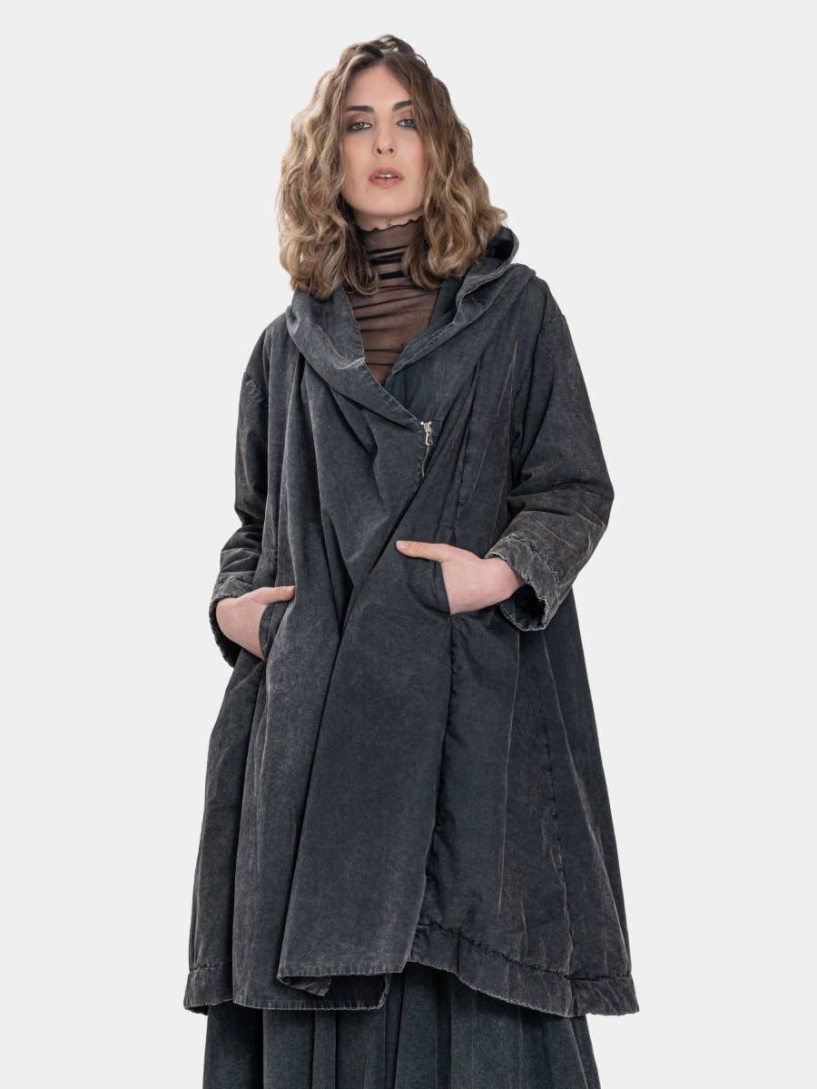 Baci & Amici Fashion - US Continental - Wholesale Coat - Women's - Zip Up Hooded Swing Coat10